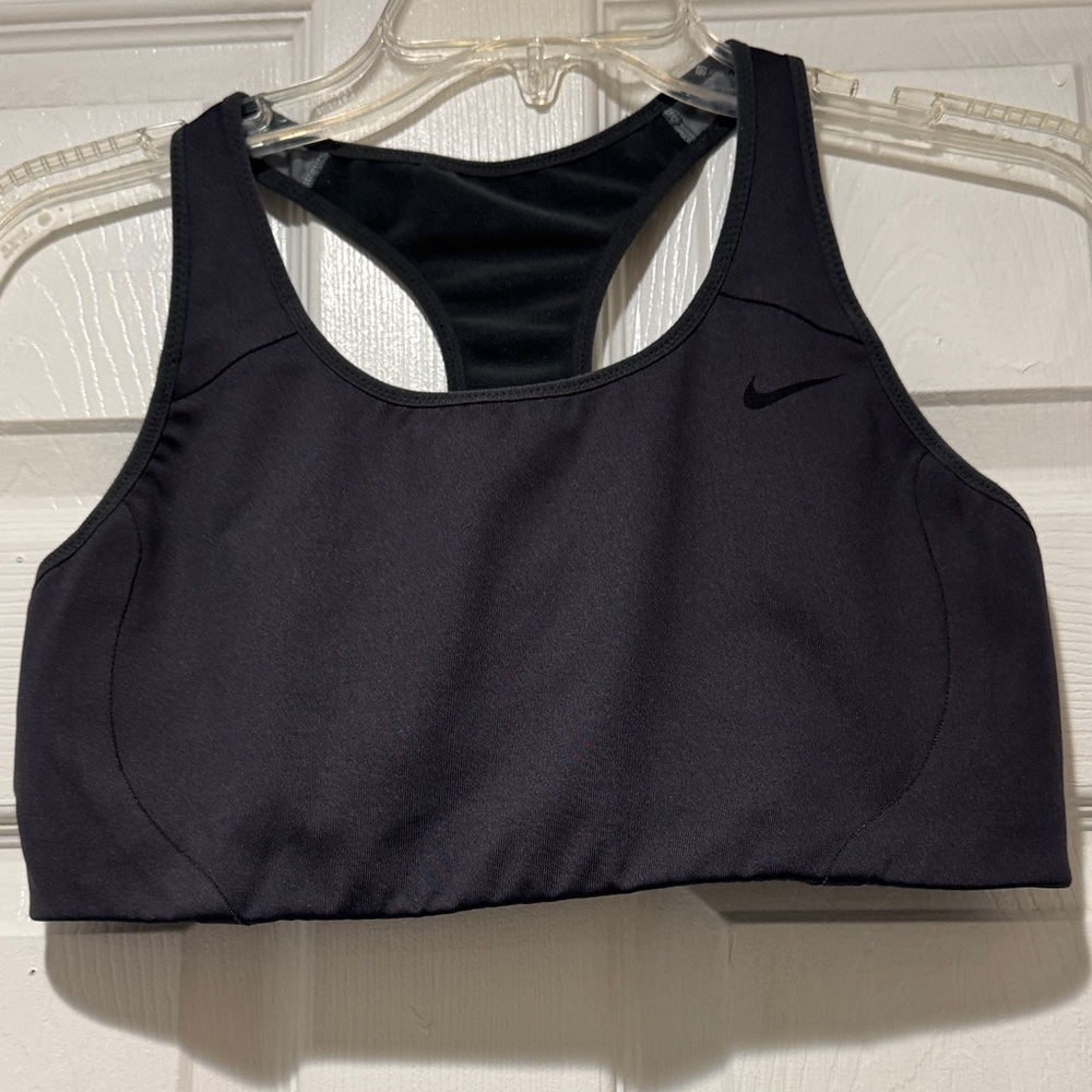 Women's Dark Gray Nike Dri-FIT Swoosh racerback sports bra. L